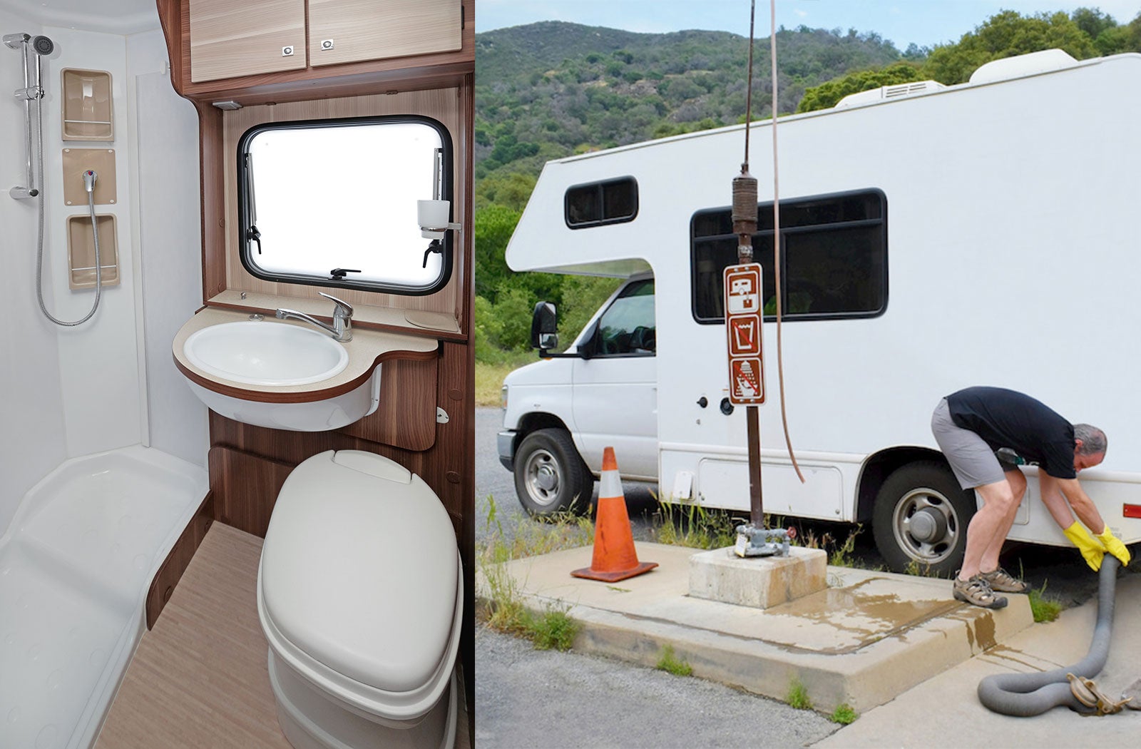 Portable RV/camper toilet and holding tank setup in Amarillo, Texas